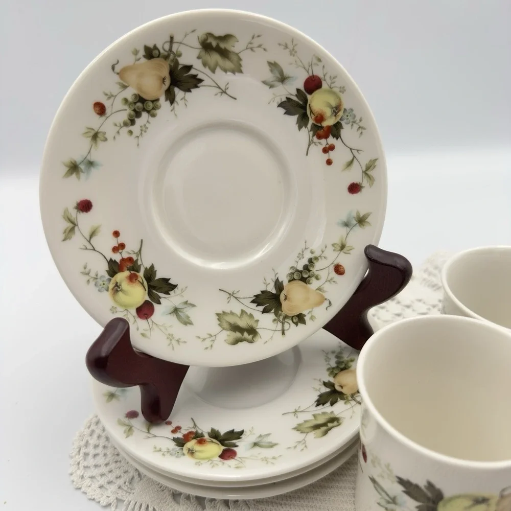 Royal Doulton Miramont Demitasse Cup & Saucer‎ Set Of 4 Made In England Fruits